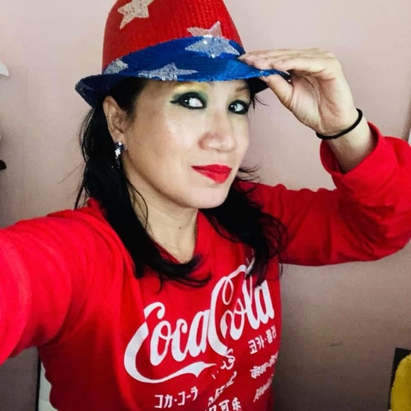 #0856+ Unisex Red and Blue Star Patterned Hat - Picture 7 of 7